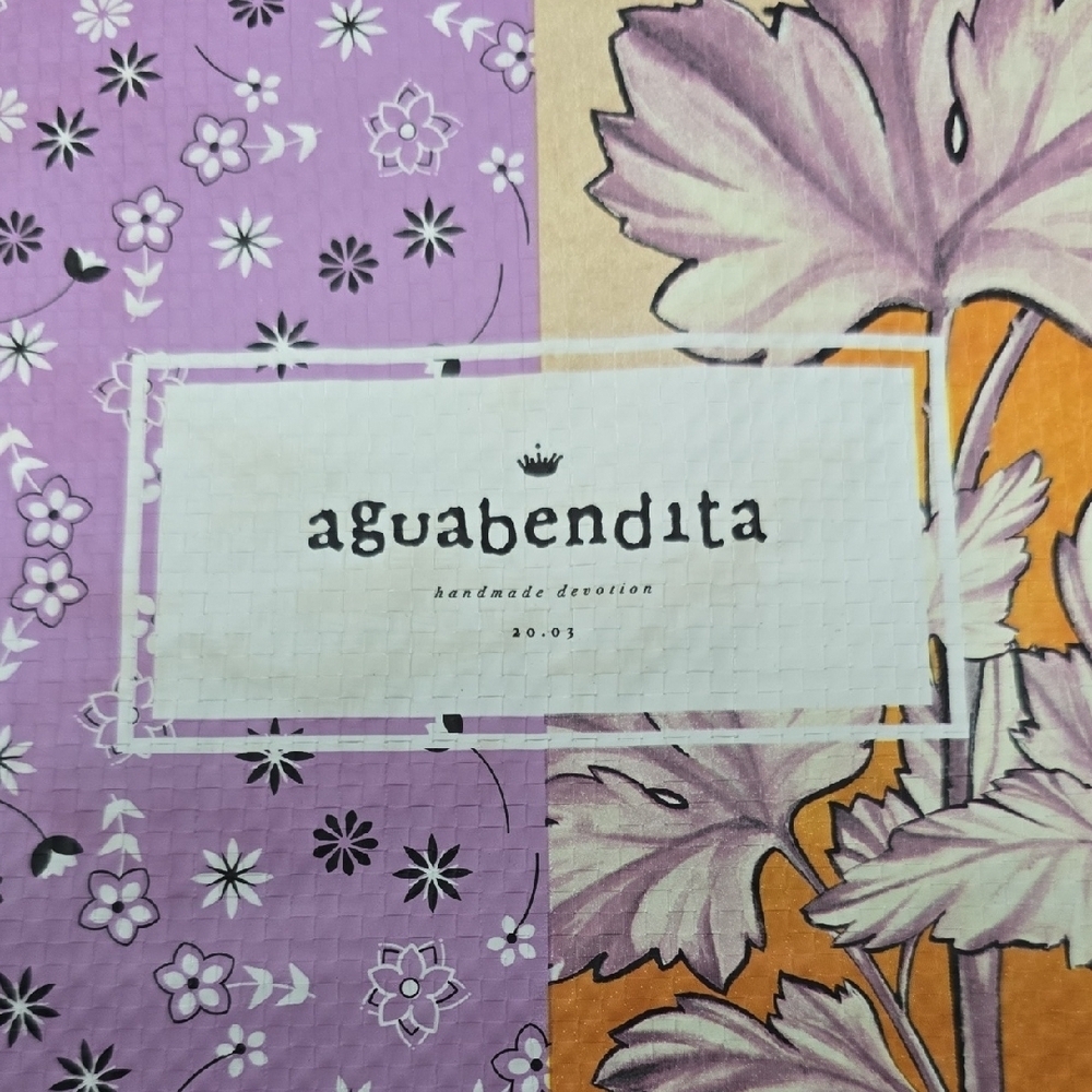 NEW Agua Bendita Purple and Orange Floral Large Tote HOLIDAY Shopper - Picture 2 of 2